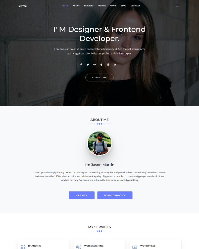 Selfme Responsive Bootstrap 4 Personal Website Template