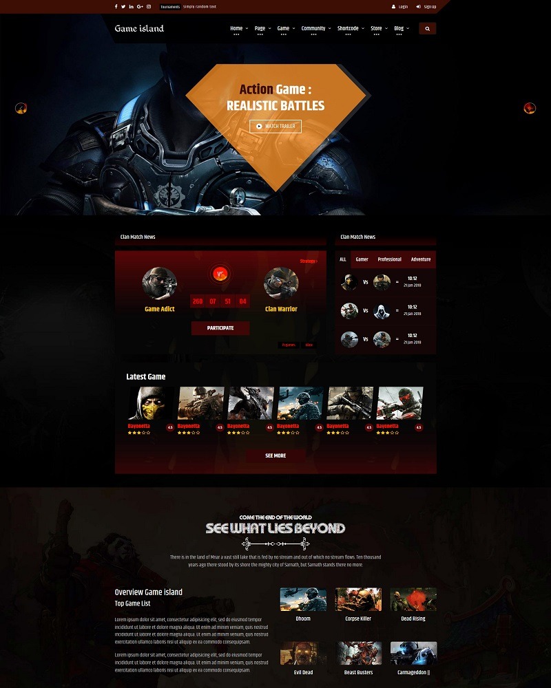 Game Island - Community Portal Gaming Multi Purposes Bootstrap Website ...