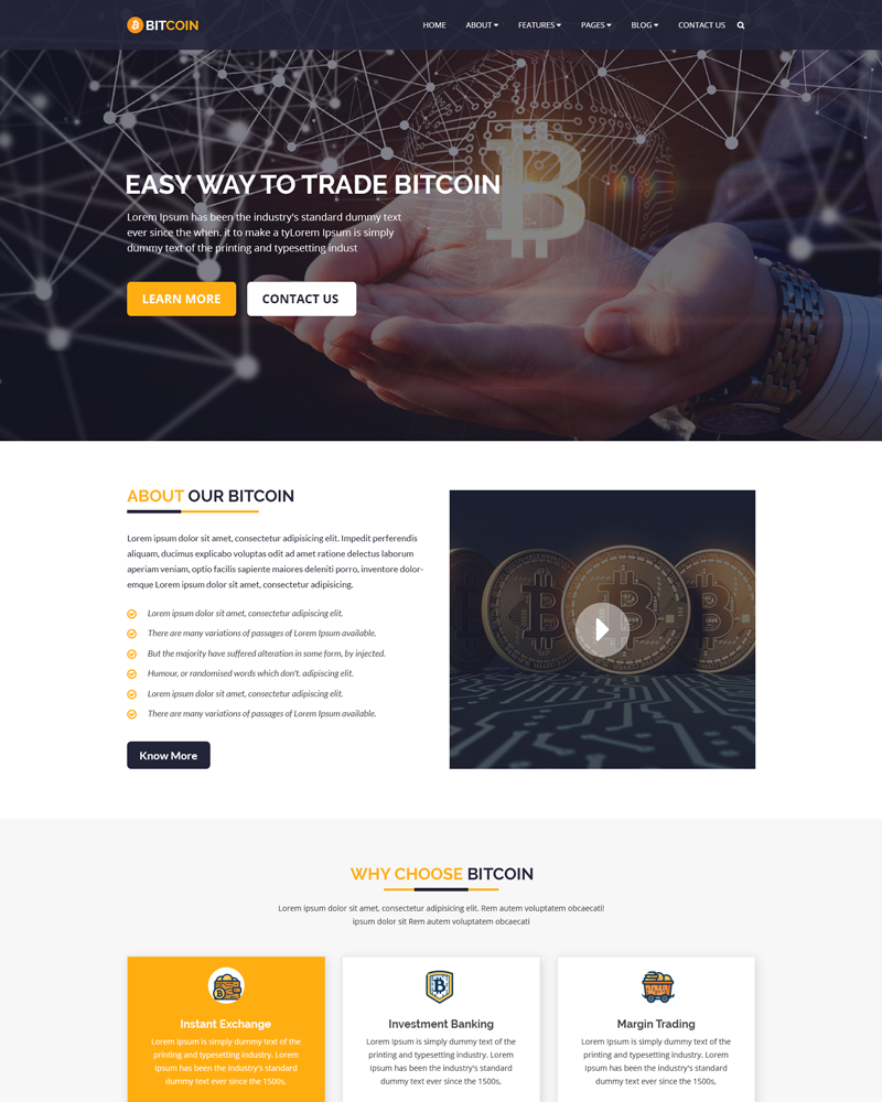 Bitcoin - Cryptocurrency & Bitcoin Psd Template