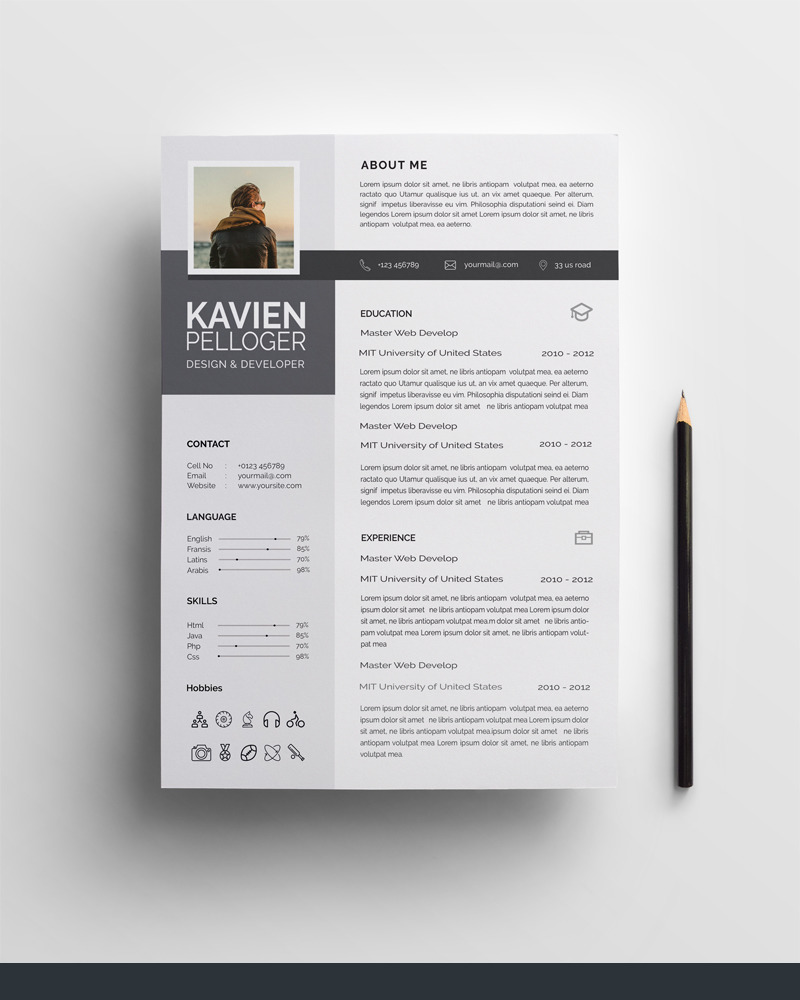 Pelloger word Resume Template with cover letter