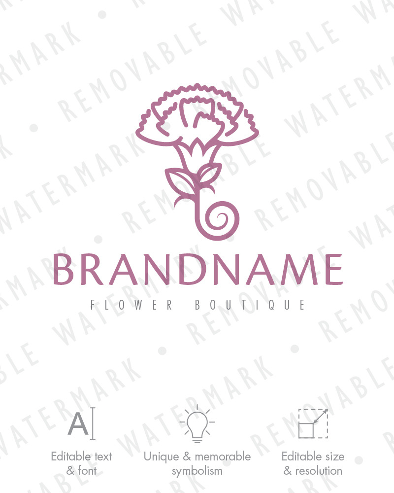 Carnation Flower Logo Template 70557 TemplateMonster
