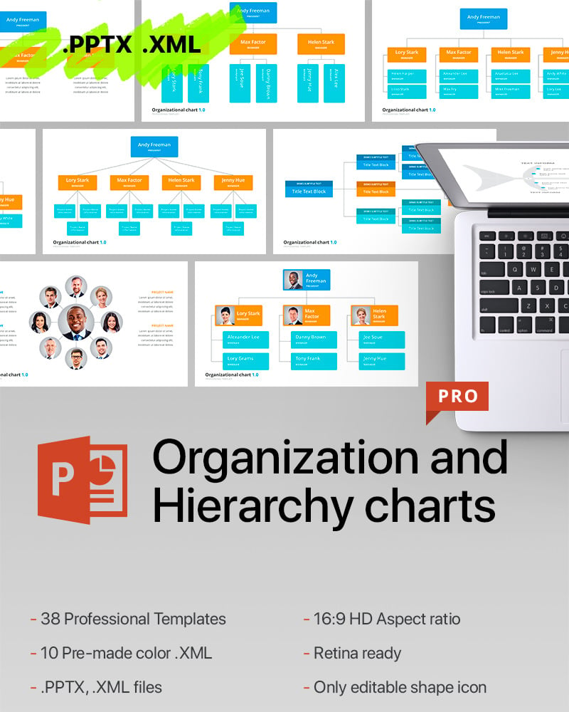 Organizational Chart And Hierarchy Powerpoint Template 0382