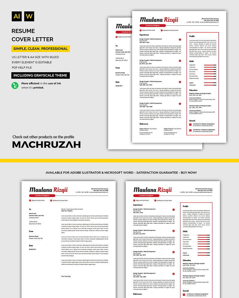 Super Clean Resume Template #71095 - TemplateMonster