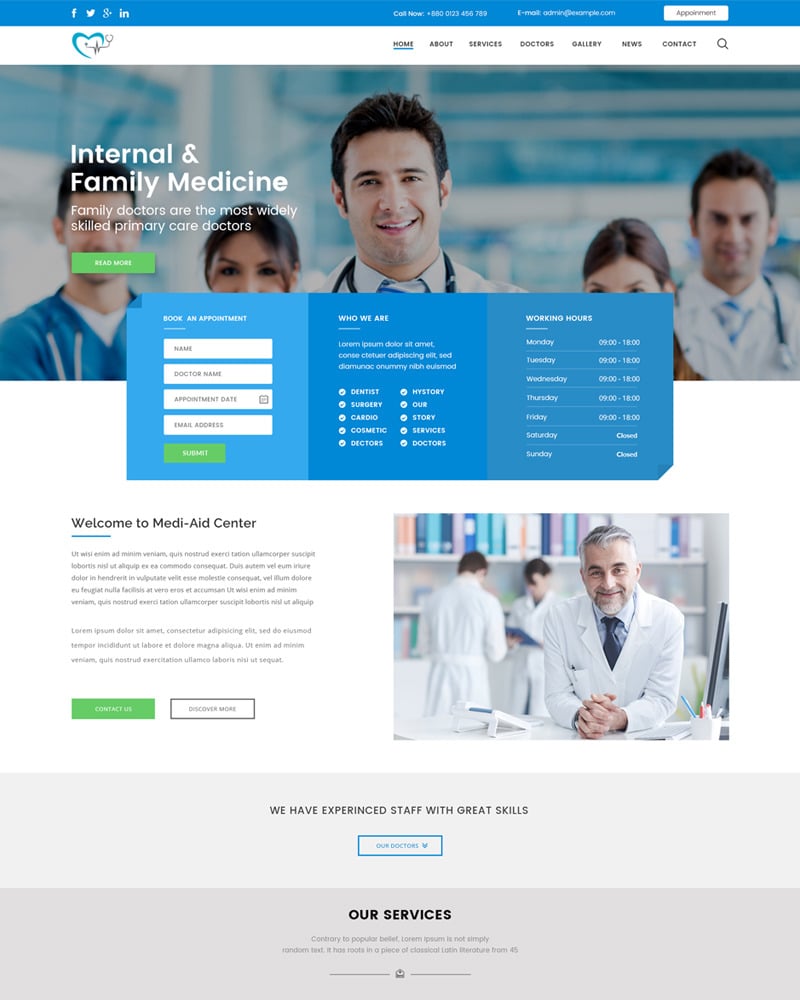 Medi-Aid - One Page Medical PSD Template - TemplateMonster