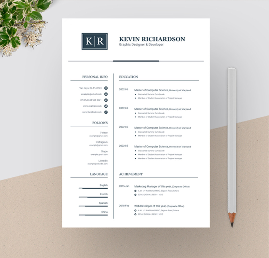 Kevin Resume Template #71768 - TemplateMonster