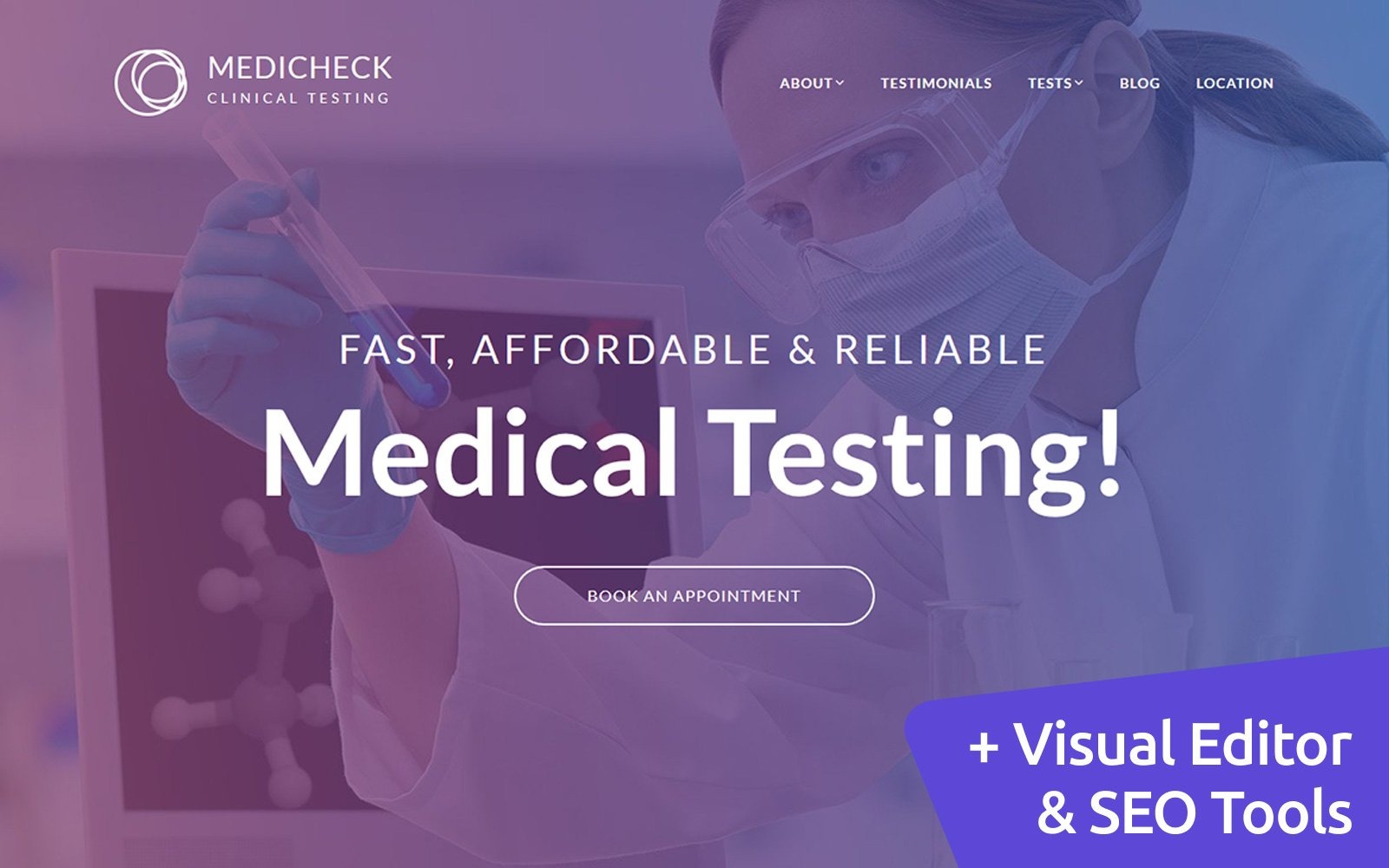 MediCheck Medical Laboratory Moto CMS 3 Template