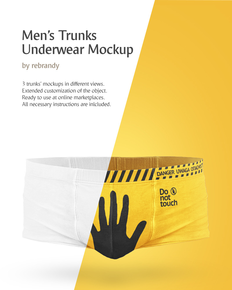 Mens Trunks Underwear product mockup TemplateMonster