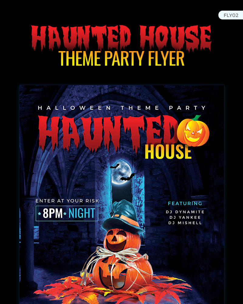 Haunted House Party Flyer - Halloween Night - Corporate Identity Template