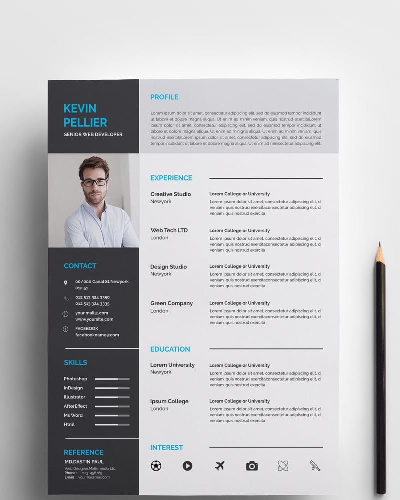 Pellier Clean Resume Template #73715 - TemplateMonster