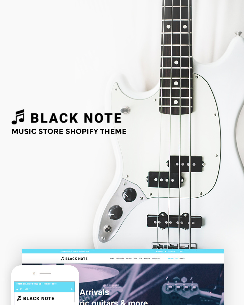 Black Note Music Store Shopify Theme Templatemonster
