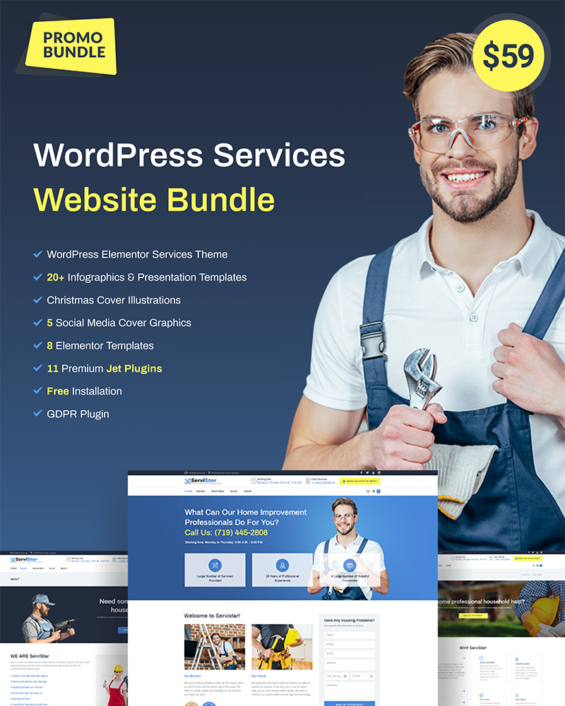 WordPress Services Website WordPress Theme - TemplateMonster