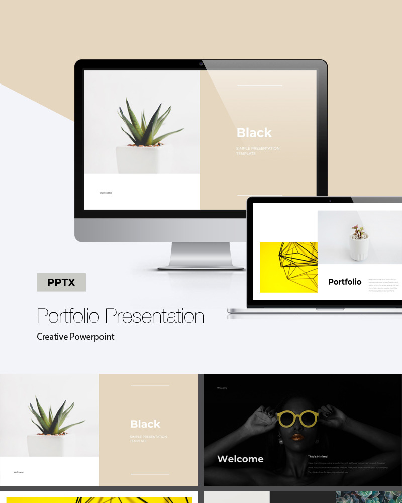 Portfolio PowerPoint template #74562 - TemplateMonster