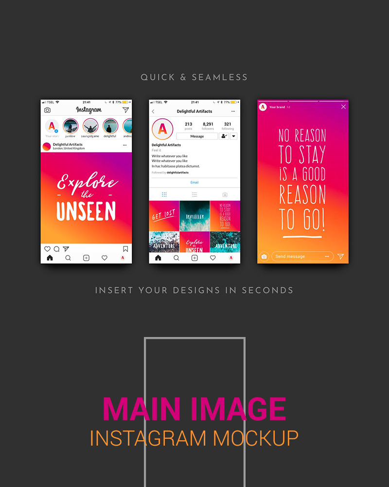 Instagram Mock Ups Social Media Template   TemplateMonster