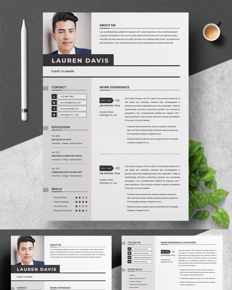 Lauren Davis Resume Template #75554 - TemplateMonster