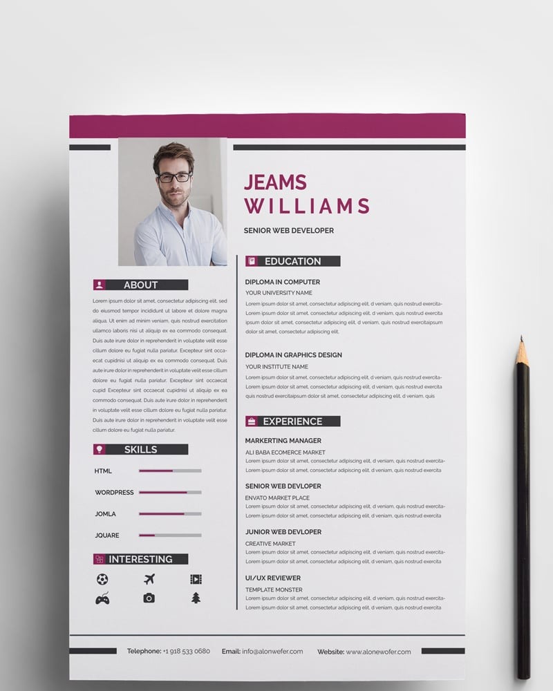 Word Creative Clean Resume Template #75863 - TemplateMonster