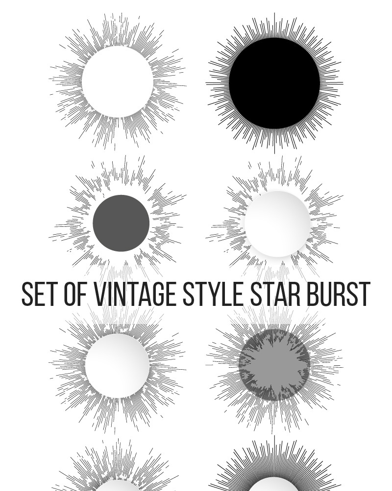 Set of Vintage Style Star Burst Pattern - TemplateMonster