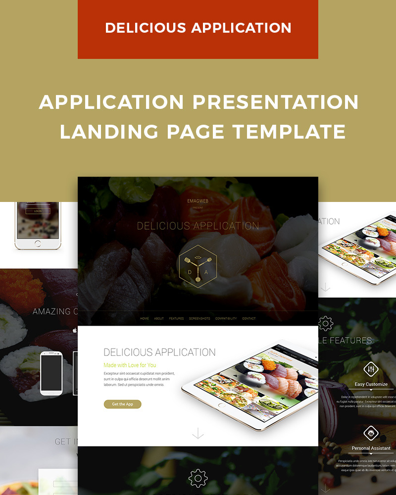 Delicious Application Landing Page PSD Template