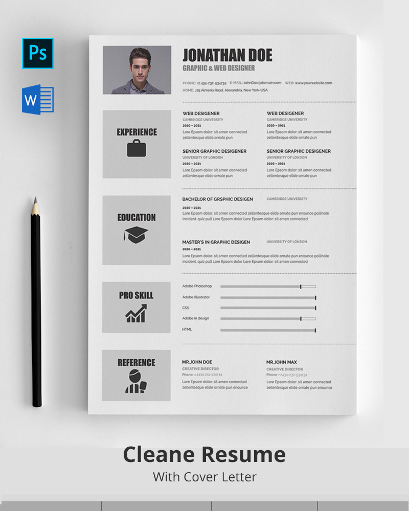 Jonathan Doe CV Resume Template #76381 - TemplateMonster