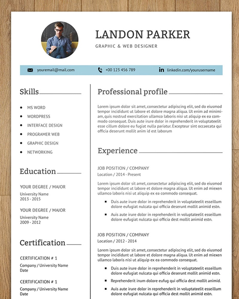 Landon Parker Resume Template #76774 - TemplateMonster