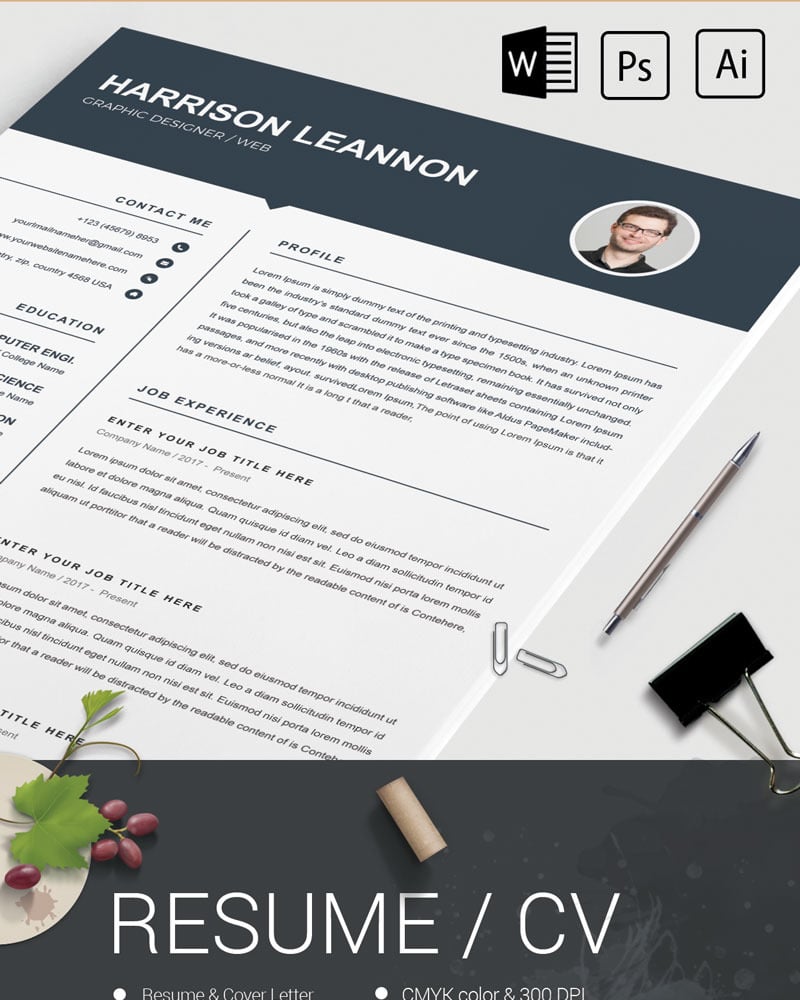 Harrison Leannon Resume Template #76926 - TemplateMonster