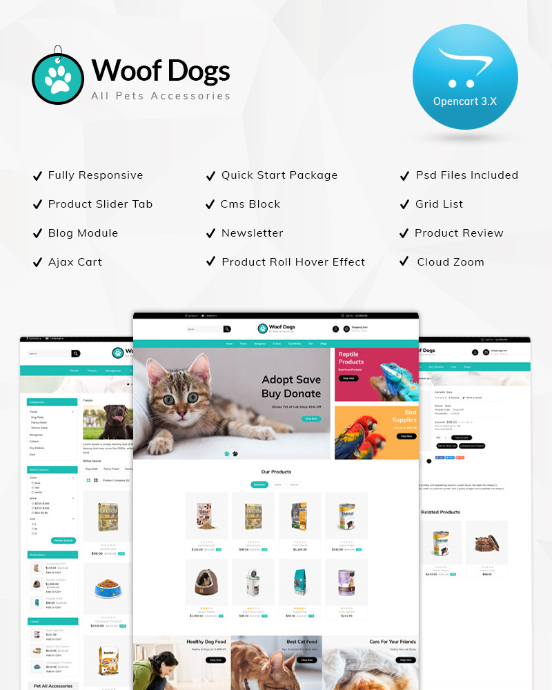 Woofdog Pet Store OpenCart Template 77041 TemplateMonster