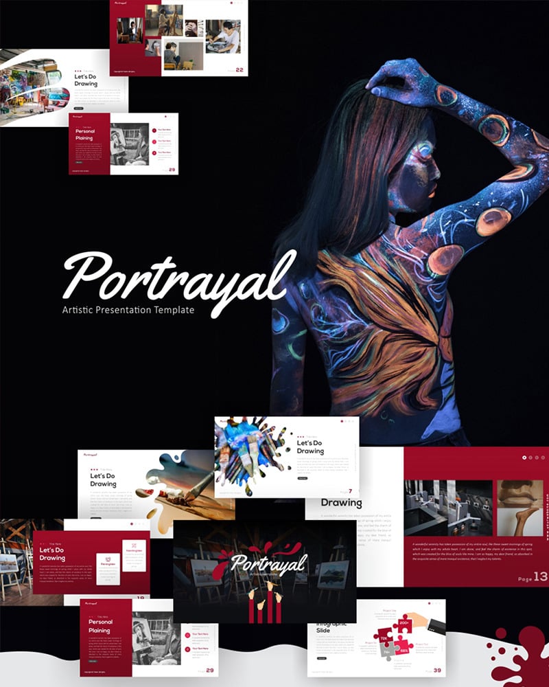 Portrayal - Artistic PowerPoint template - TemplateMonster