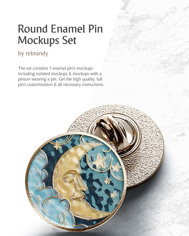 Download Round Enamel Pin Set Product Mockup #77215 - TemplateMonster