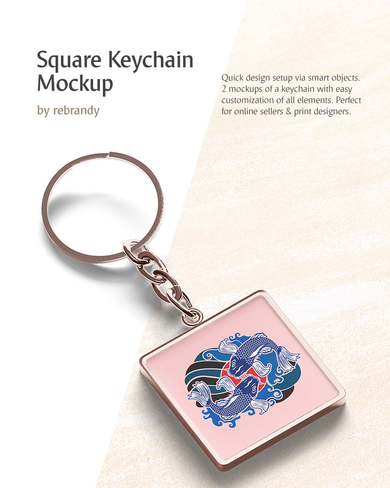 Download Square Keychain Product Mockup #77703