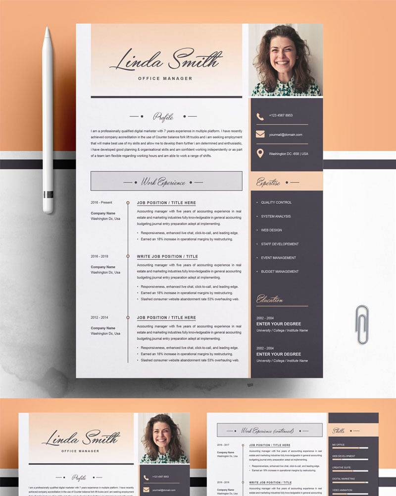 Linda Smith Resume Template #78049 - Templatemonster