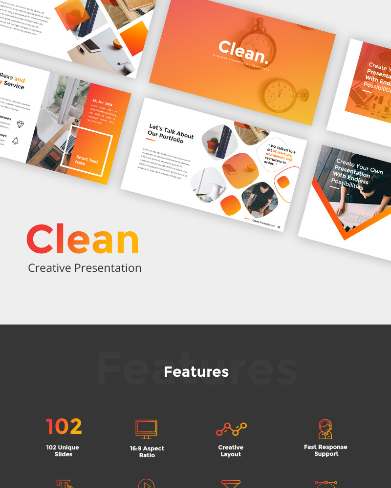 Clean Creative PowerPoint template #78542 - TemplateMonster