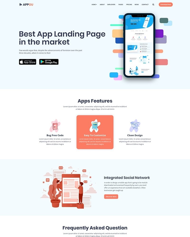 Appou - Software and App Landing PSD Template