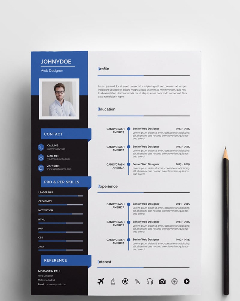 Johnny Doe Web Designer Resume Template - TemplateMonster