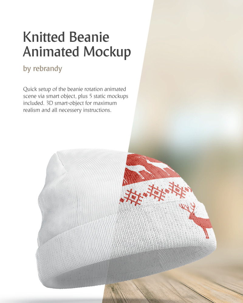 Download Knitted Beanie Animated Product Mockup - TemplateMonster