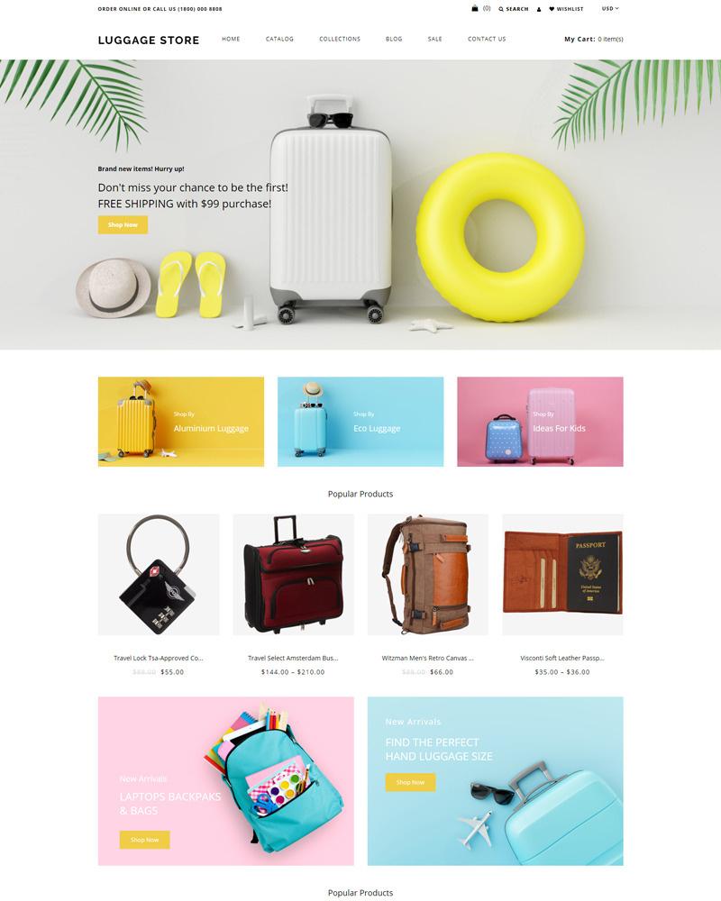 Luggage store Travel Store Modern Shopify Theme