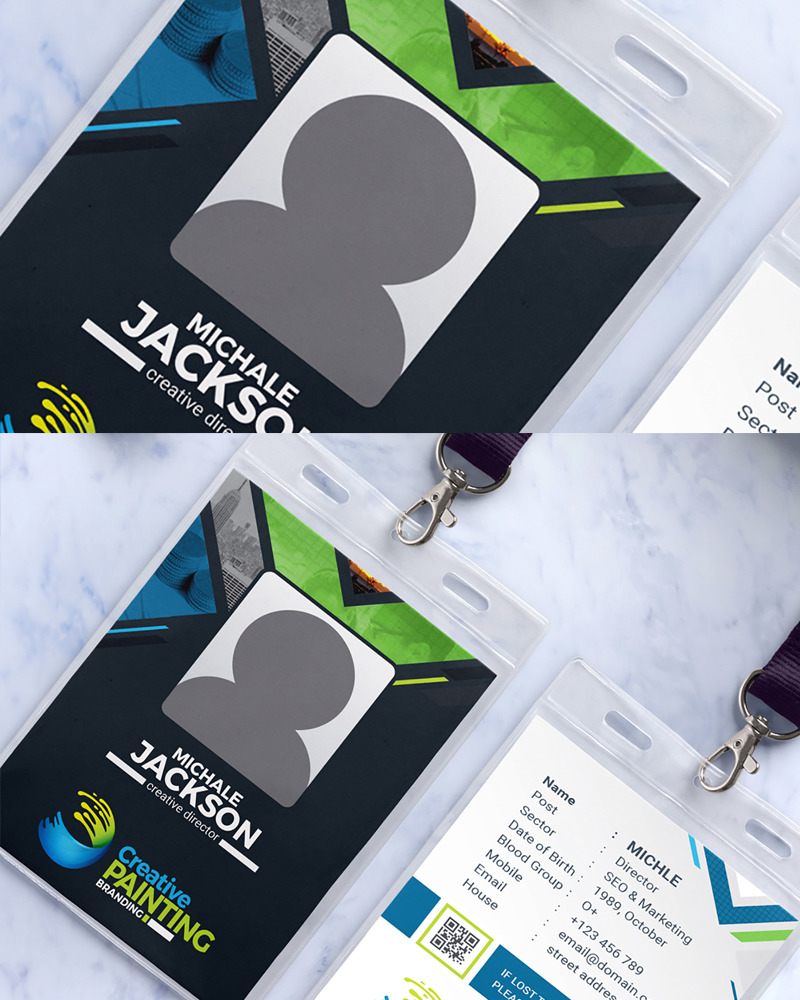 Authors identity. Badge identity. corporate badges.