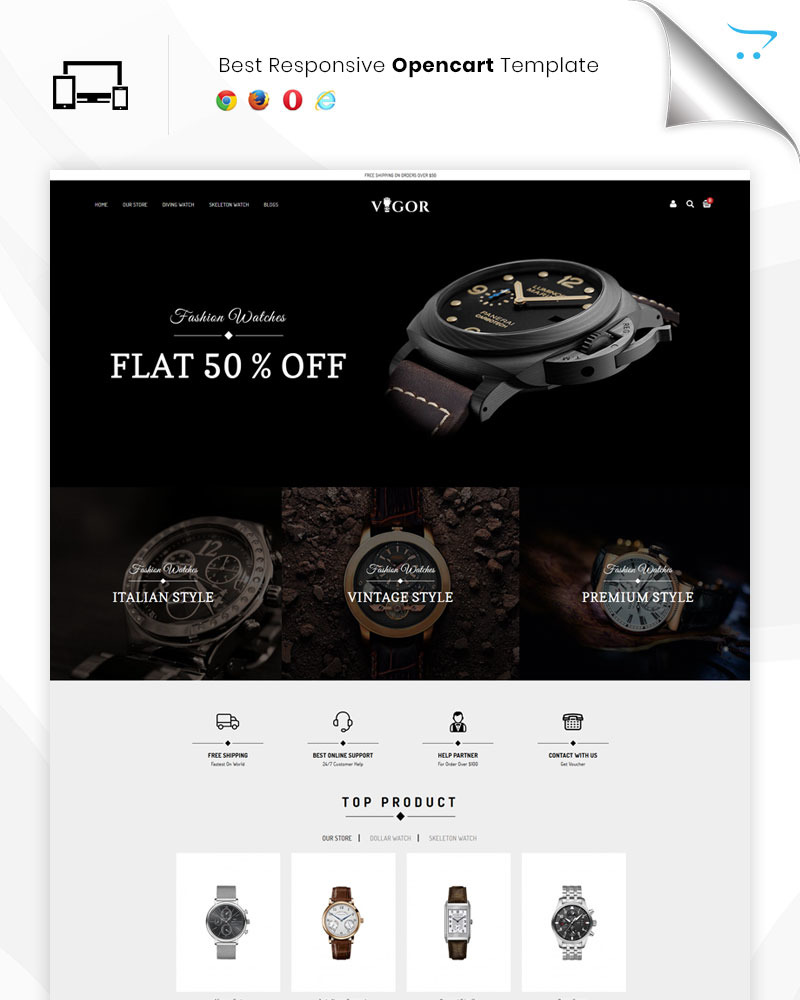 Vigor The Watch Store Responsive OpenCart Template