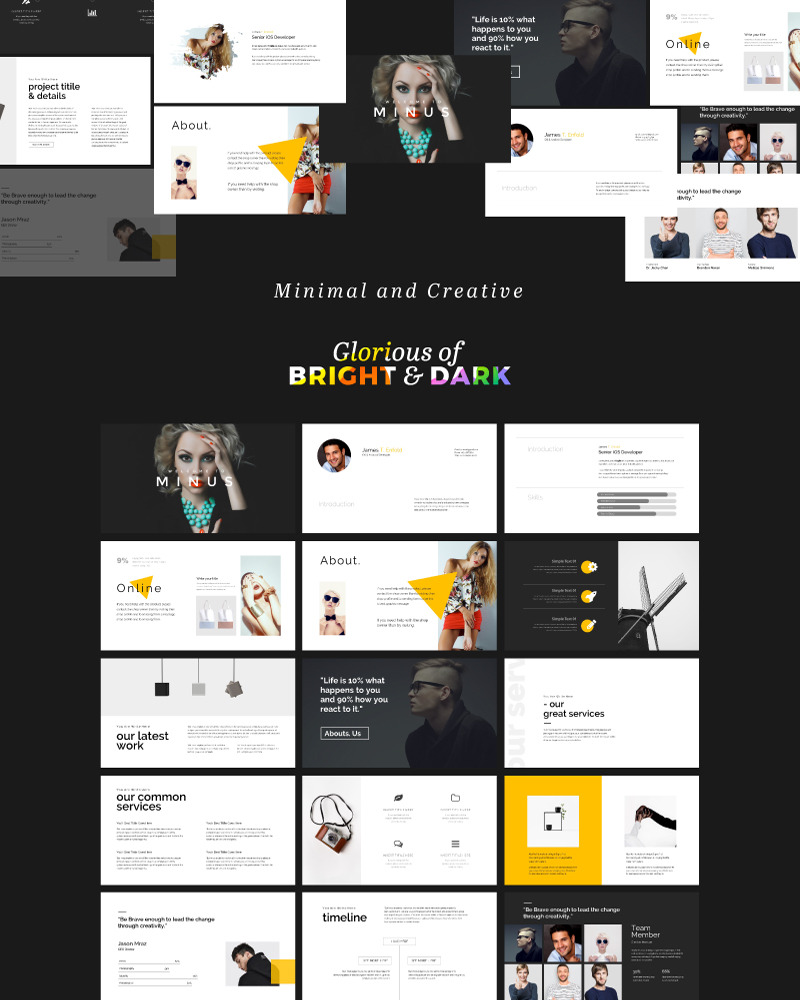 Minus Minimal PowerPoint template #80214 - TemplateMonster