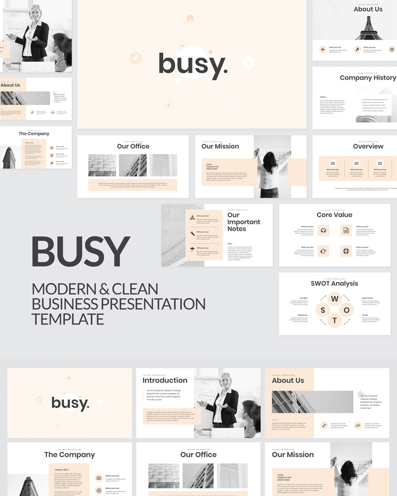 Busy Modern Clean Business Google Slides - TemplateMonster