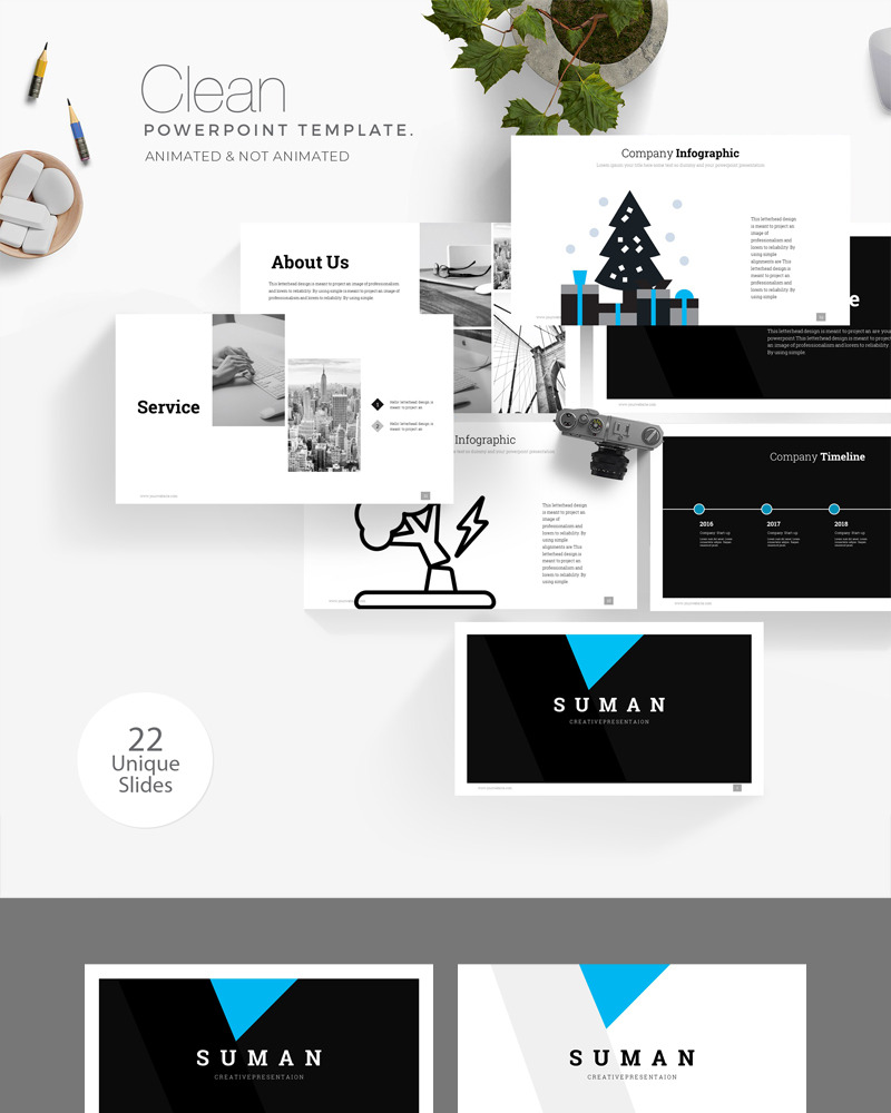 Suman Minimal PowerPoint template #80974 - TemplateMonster