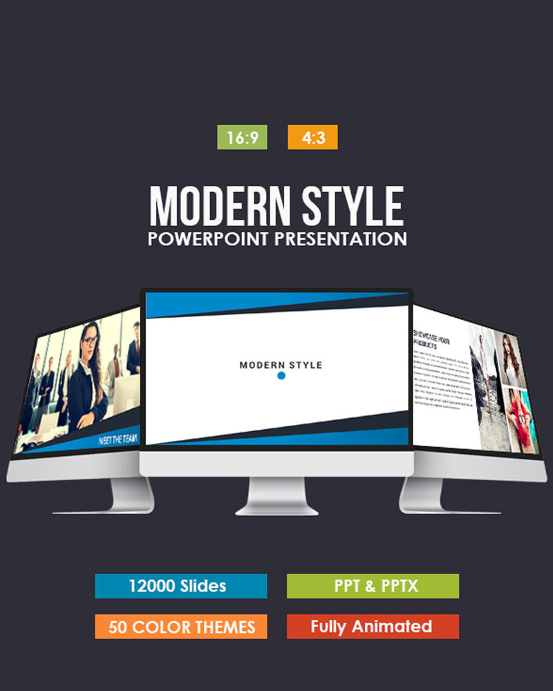 Modern Style PowerPoint template #81142 - TemplateMonster