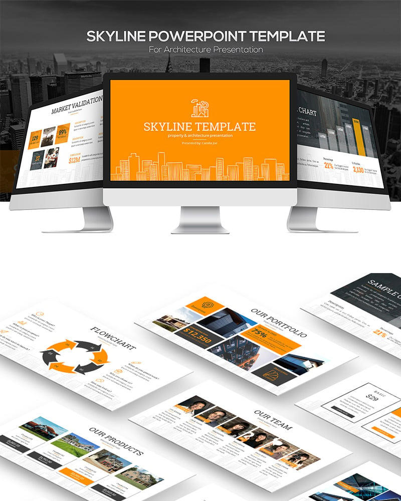 Skyline PowerPoint Template #81742 - TemplateMonster