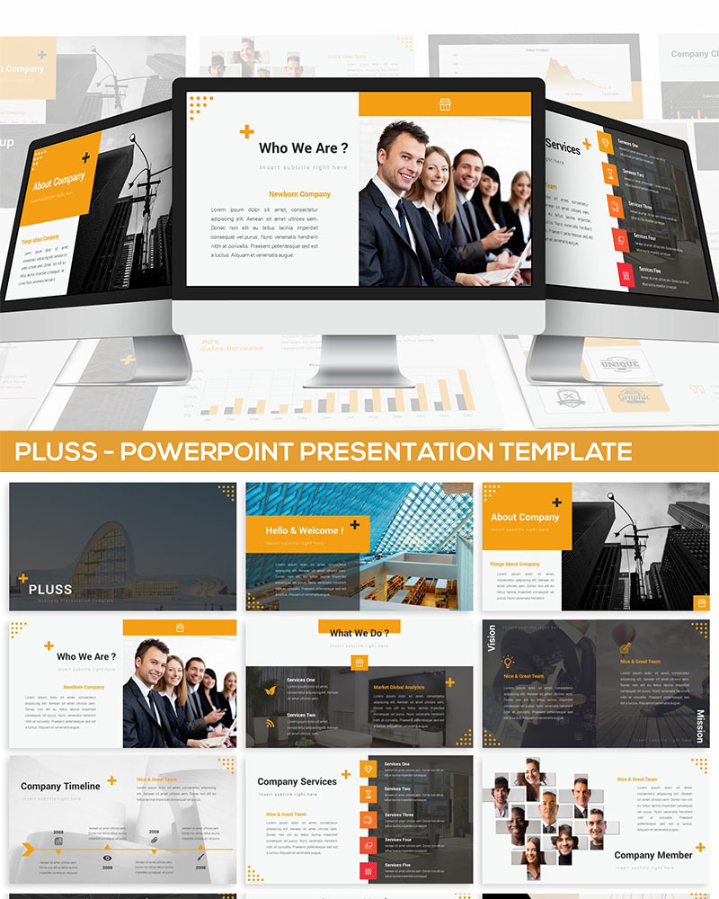 Pluss - Presentation PowerPoint template - TemplateMonster
