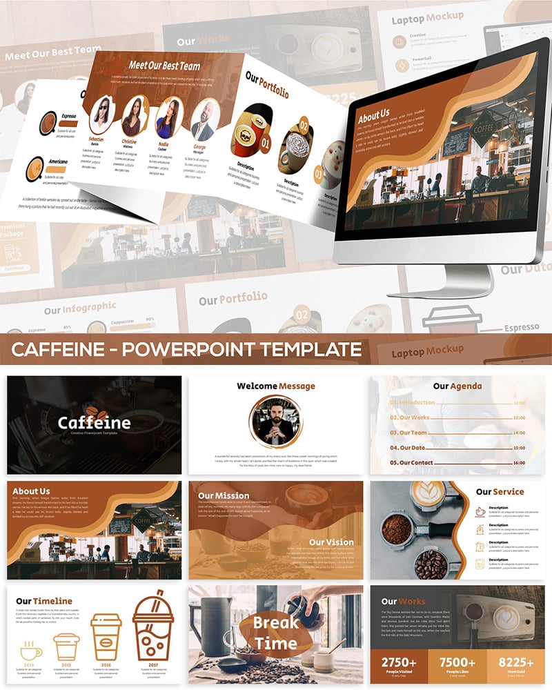 Caffeine - Coffeeshop PowerPoint template - TemplateMonster