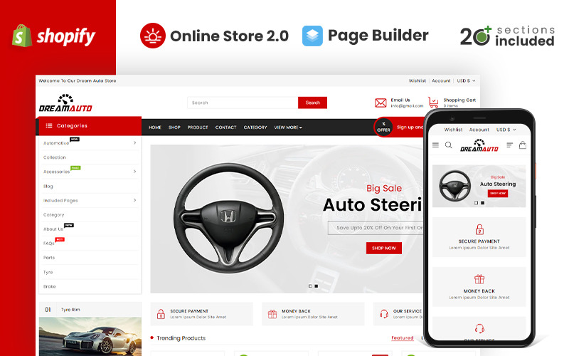 Dream Auto Parts Shopify Theme 82235 TemplateMonster