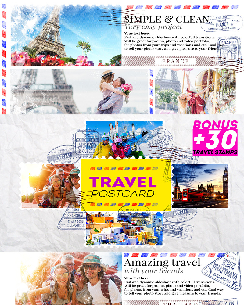 postcard vacation after effects template download