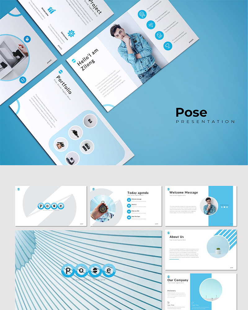 Pose - PowerPoint template #83077 - TemplateMonster