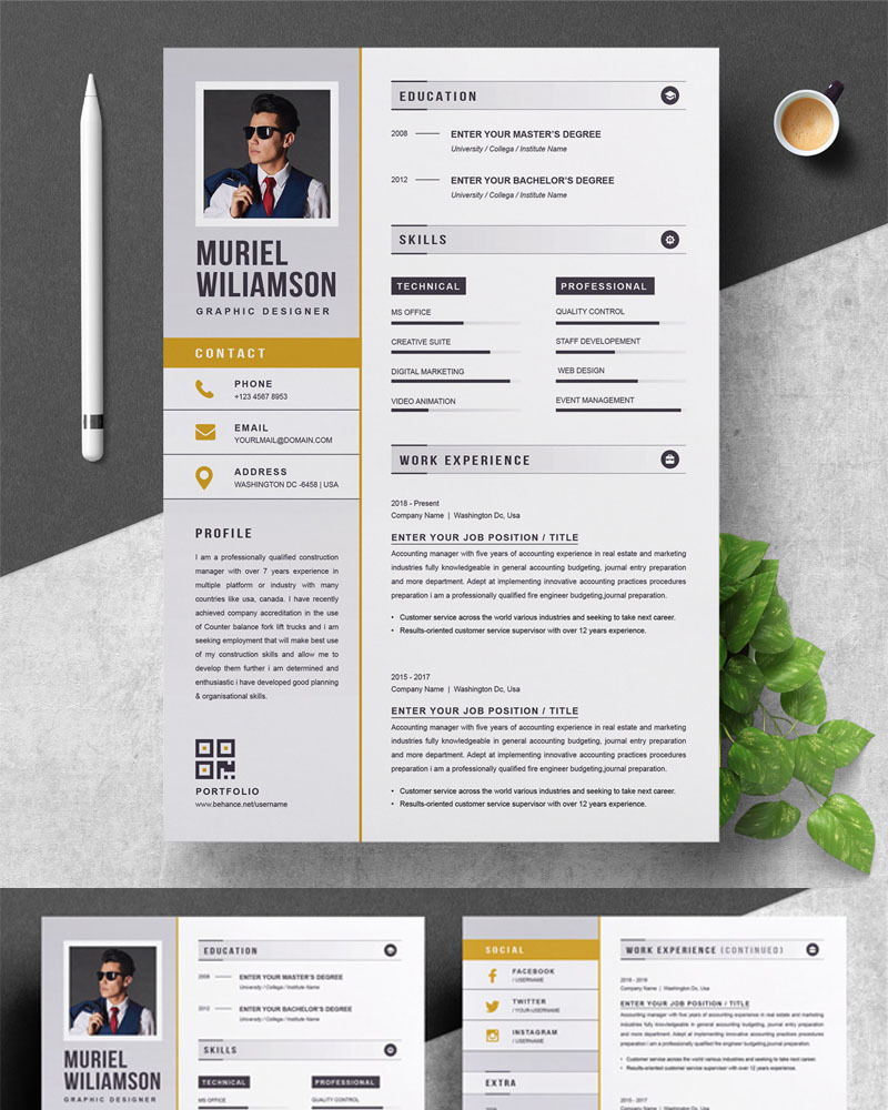 Muriel Resume Template #84155 - TemplateMonster