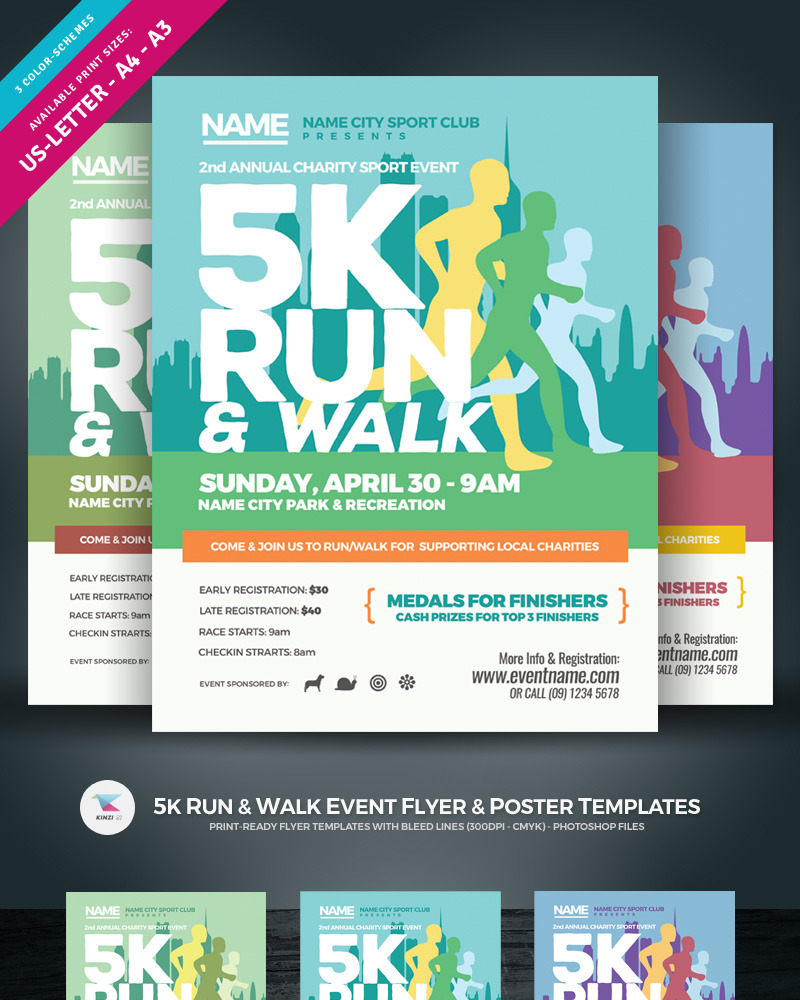 5K Run-&-Walk Event Flyer & Poster - Corporate Identity Template