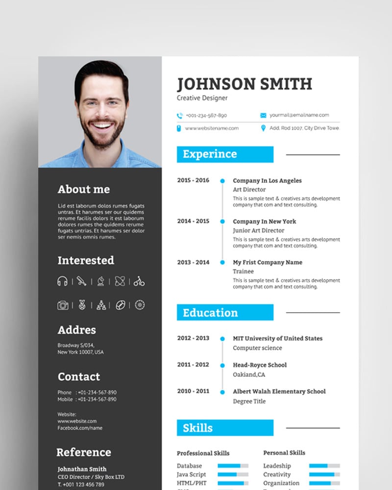 Johnson Smith Resume Template #85290 - TemplateMonster