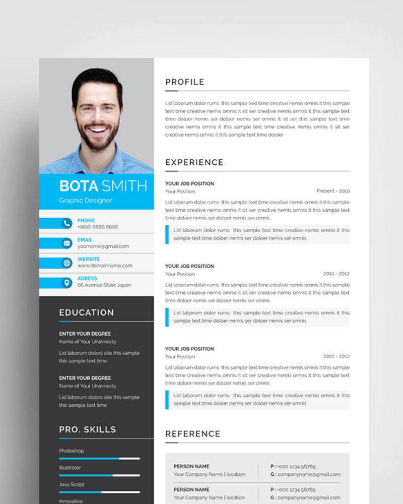 Bota Smith Word Resume Template #85840 - TemplateMonster